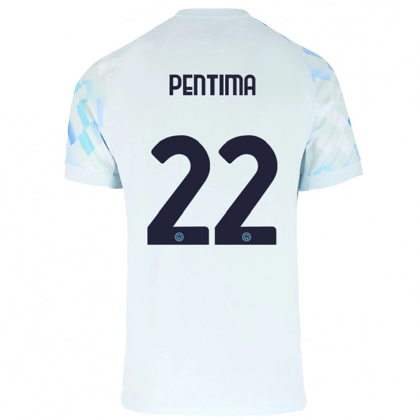 Danxen Barn Alessandro Pentima #22 Vit Blå Bortatröja Matchtröjor 2025/26 Tröjor T-Tröja