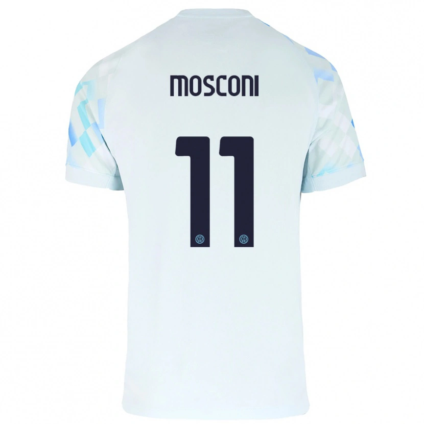 Danxen Barn Mattia Mosconi #11 Vit Blå Bortatröja Matchtröjor 2025/26 Tröjor T-Tröja