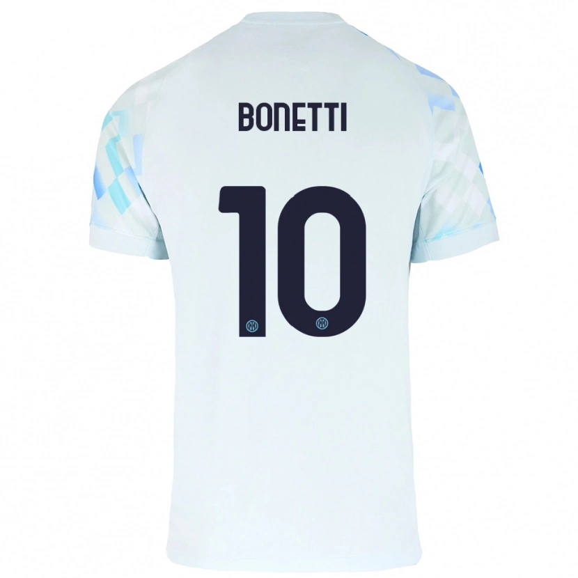 Danxen Barn Tatiana Bonetti #10 Vit Blå Bortatröja Matchtröjor 2025/26 Tröjor T-Tröja
