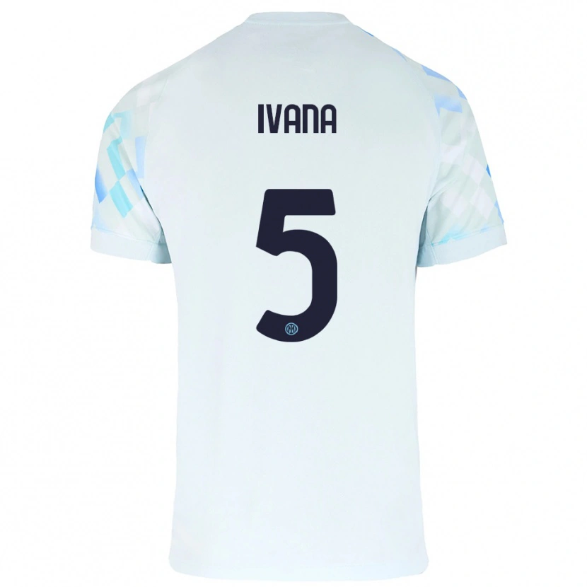 Danxen Barn Ivana Andrés Sanz #5 Vit Blå Bortatröja Matchtröjor 2025/26 Tröjor T-Tröja