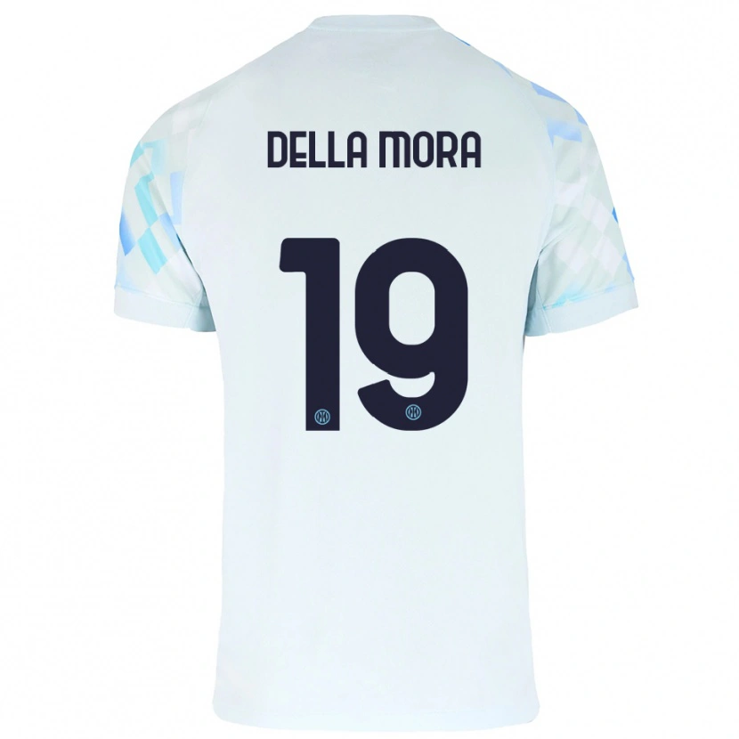 Danxen Barn Tommaso Della Mora #19 Vit Blå Bortatröja Matchtröjor 2025/26 Tröjor T-Tröja