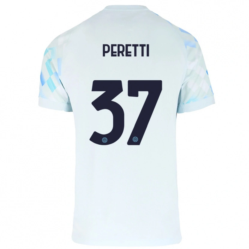 Danxen Barn Lorenzo Peretti #37 Vit Blå Bortatröja Matchtröjor 2025/26 Tröjor T-Tröja