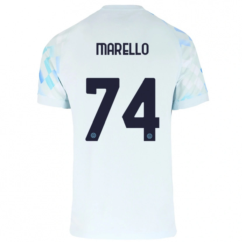 Danxen Barn Mattia Marello #74 Vit Blå Bortatröja Matchtröjor 2025/26 Tröjor T-Tröja