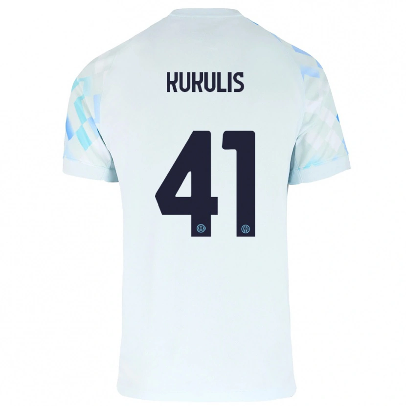 Danxen Barn Roberts Kukulis #41 Vit Blå Bortatröja Matchtröjor 2025/26 Tröjor T-Tröja