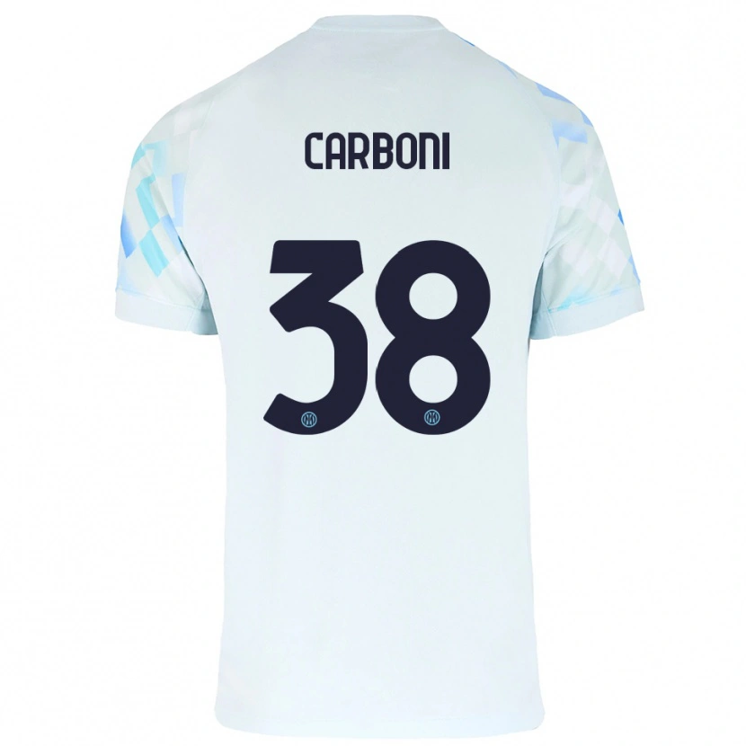 Danxen Barn Valentin Carboni #38 Vit Blå Bortatröja Matchtröjor 2025/26 Tröjor T-Tröja