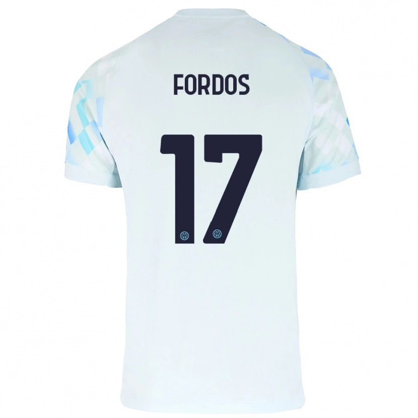 Danxen Barn Beatrix Fördős #17 Vit Blå Bortatröja Matchtröjor 2025/26 Tröjor T-Tröja