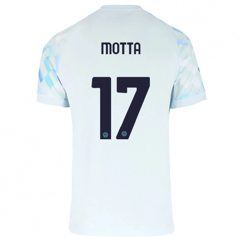 Danxen Barn Matteo Motta #17 Vit Blå Bortatröja Matchtröjor 2025/26 Tröjor T-Tröja