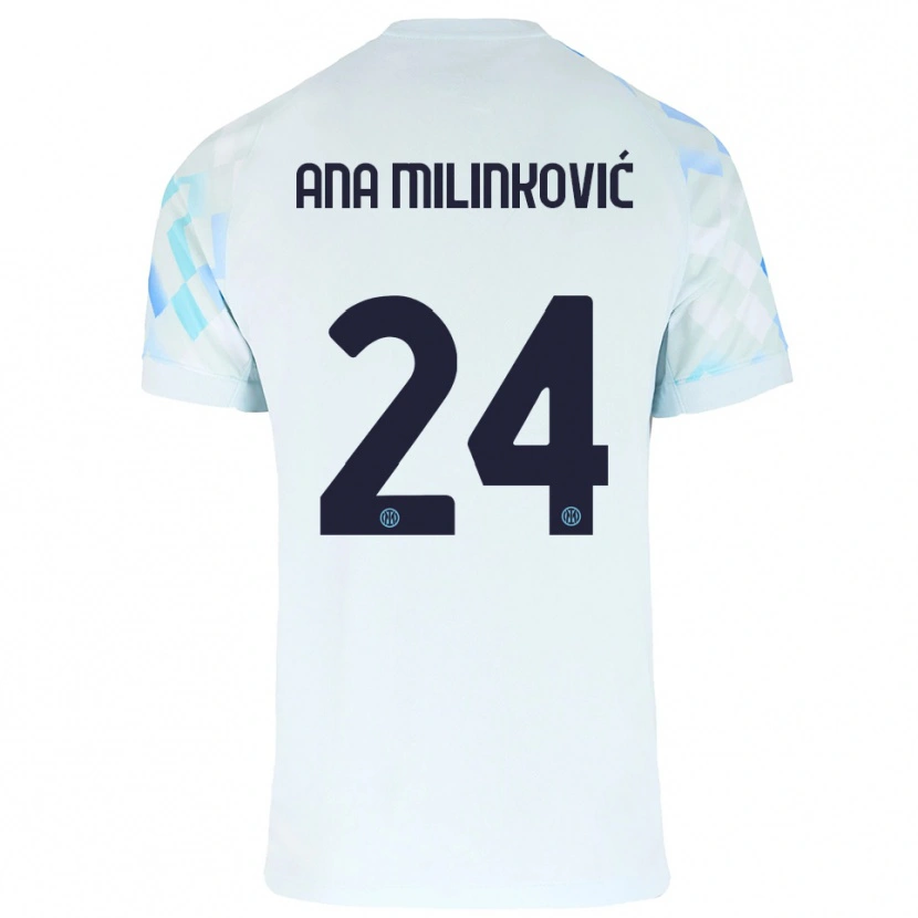 Danxen Barn Marija Ana Milinković #24 Vit Blå Bortatröja Matchtröjor 2025/26 Tröjor T-Tröja