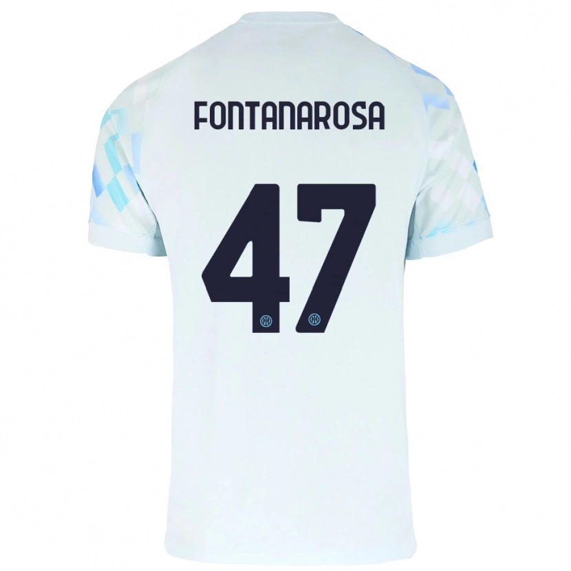 Danxen Barn Alessandro Fontanarosa #47 Vit Blå Bortatröja Matchtröjor 2025/26 Tröjor T-Tröja