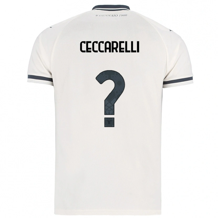 Danxen Barn Alessandro Ceccarelli #0 Vit Marinblå Bortatröja Matchtröjor 2025/26 Tröjor T-Tröja