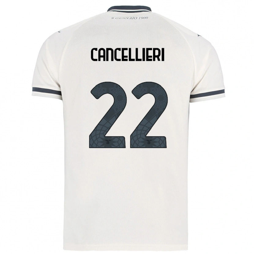 Danxen Barn Matteo Cancellieri #22 Vit Marinblå Bortatröja Matchtröjor 2025/26 Tröjor T-Tröja