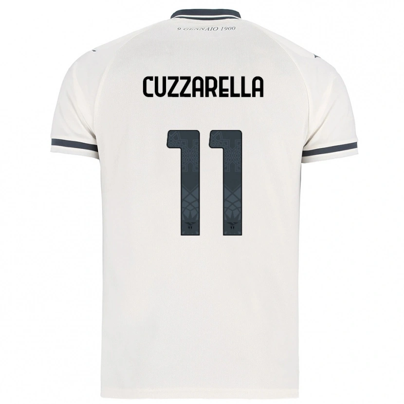 Danxen Barn Cristian Cuzzarella #11 Vit Marinblå Bortatröja Matchtröjor 2025/26 Tröjor T-Tröja