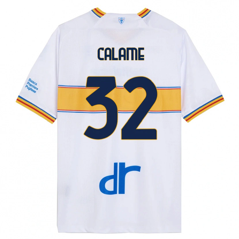 Danxen Barn Marouane Calame #32 Vit Gul Bortatröja Matchtröjor 2025/26 Tröjor T-Tröja