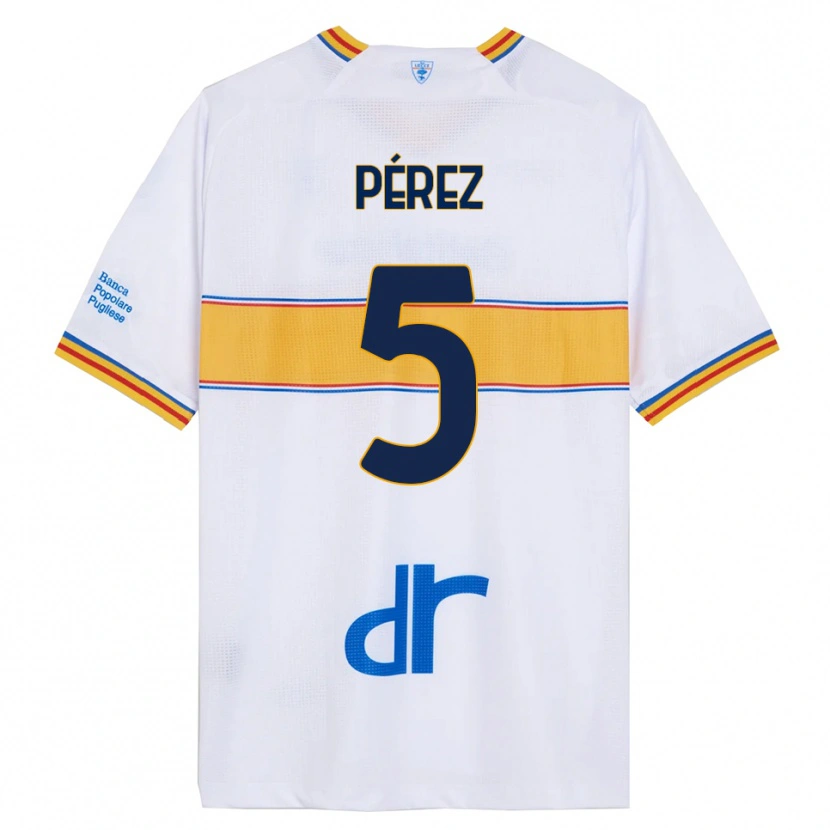 Danxen Barn Matías Pérez #5 Vit Gul Bortatröja Matchtröjor 2025/26 Tröjor T-Tröja