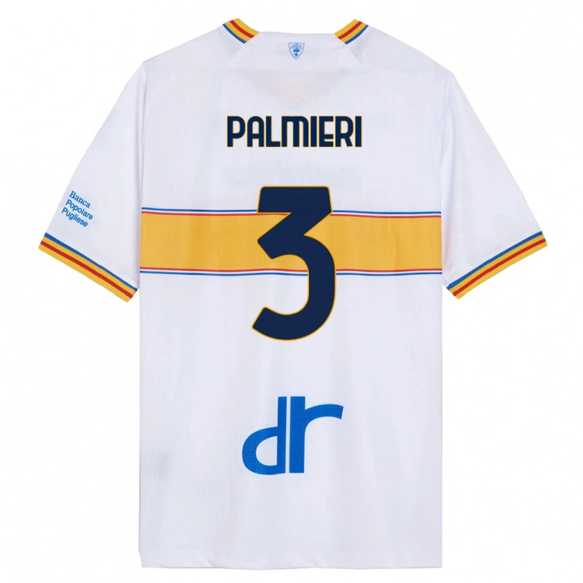 Danxen Barn Andrea Palmieri #3 Vit Gul Bortatröja Matchtröjor 2025/26 Tröjor T-Tröja