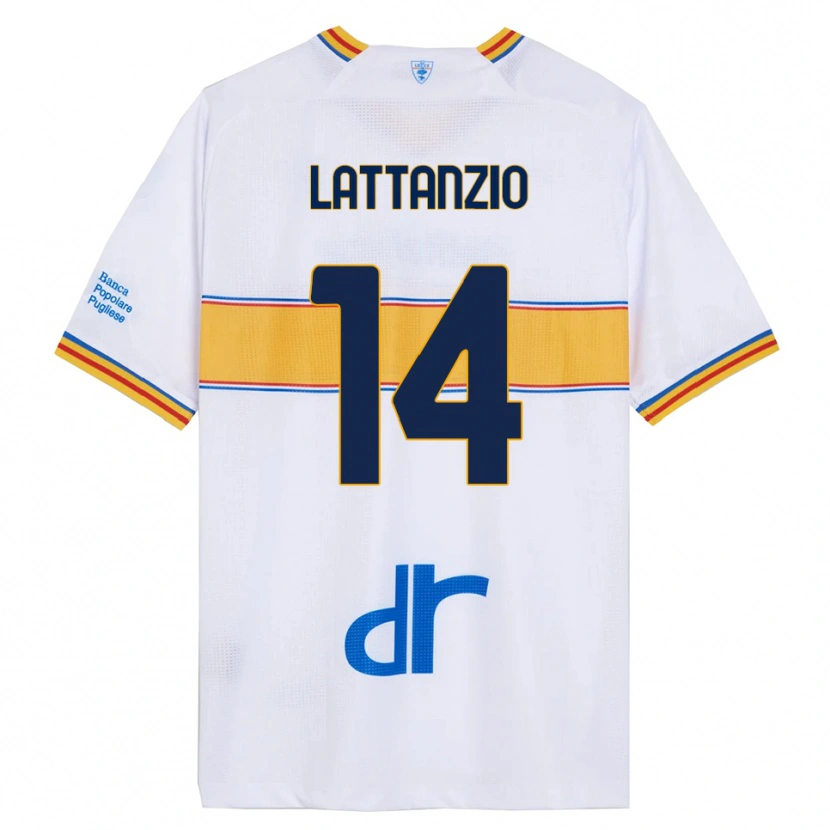 Danxen Barn Gianluca Lattanzio #14 Vit Gul Bortatröja Matchtröjor 2025/26 Tröjor T-Tröja