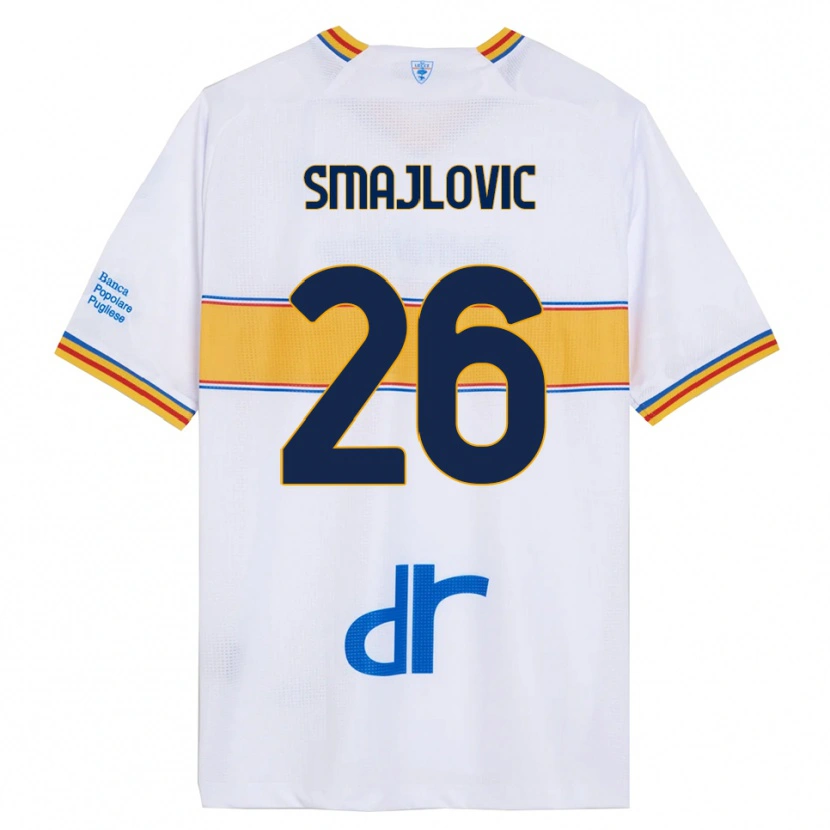 Danxen Barn Zinedin Smajlovic #26 Vit Gul Bortatröja Matchtröjor 2025/26 Tröjor T-Tröja