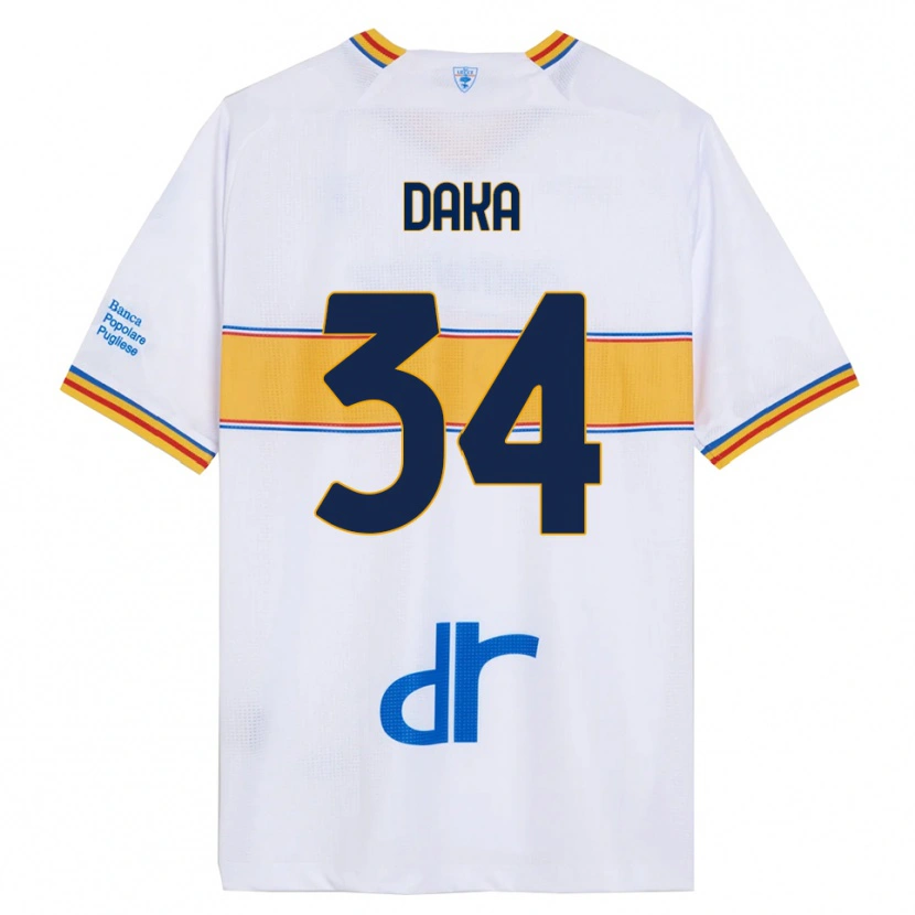 Danxen Barn Dario Daka #34 Vit Gul Bortatröja Matchtröjor 2025/26 Tröjor T-Tröja