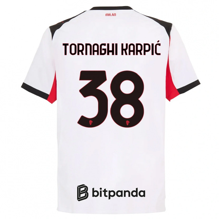 Danxen Barn Lavinia Tornaghi Karpić #38 Vit Svart Bortatröja Matchtröjor 2025/26 Tröjor T-Tröja
