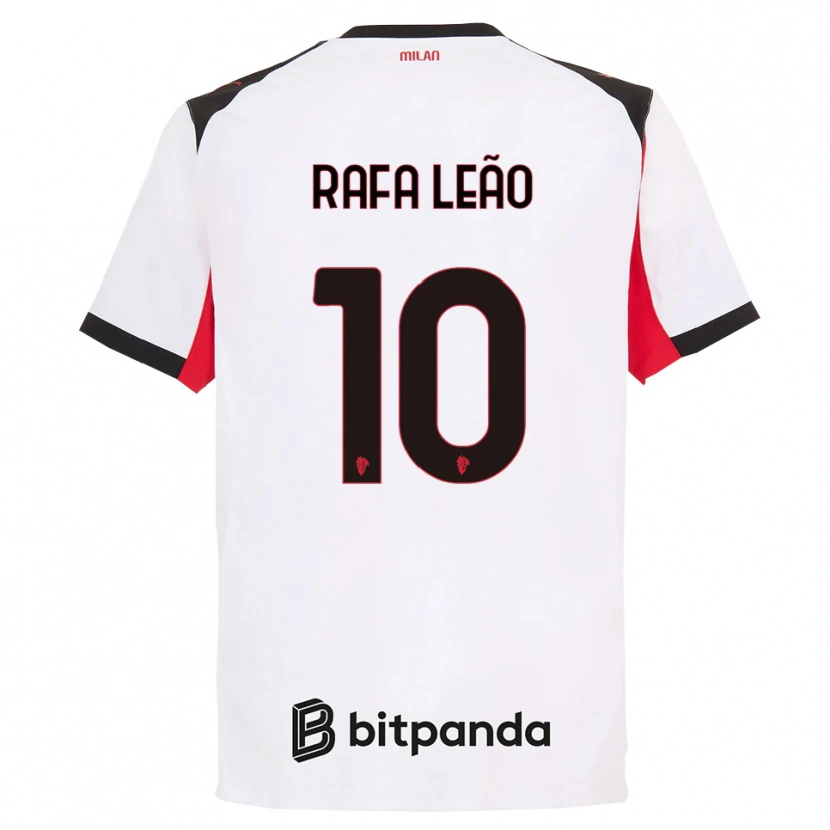 Danxen Barn Rafael Leão #10 Vit Svart Bortatröja Matchtröjor 2025/26 Tröjor T-Tröja