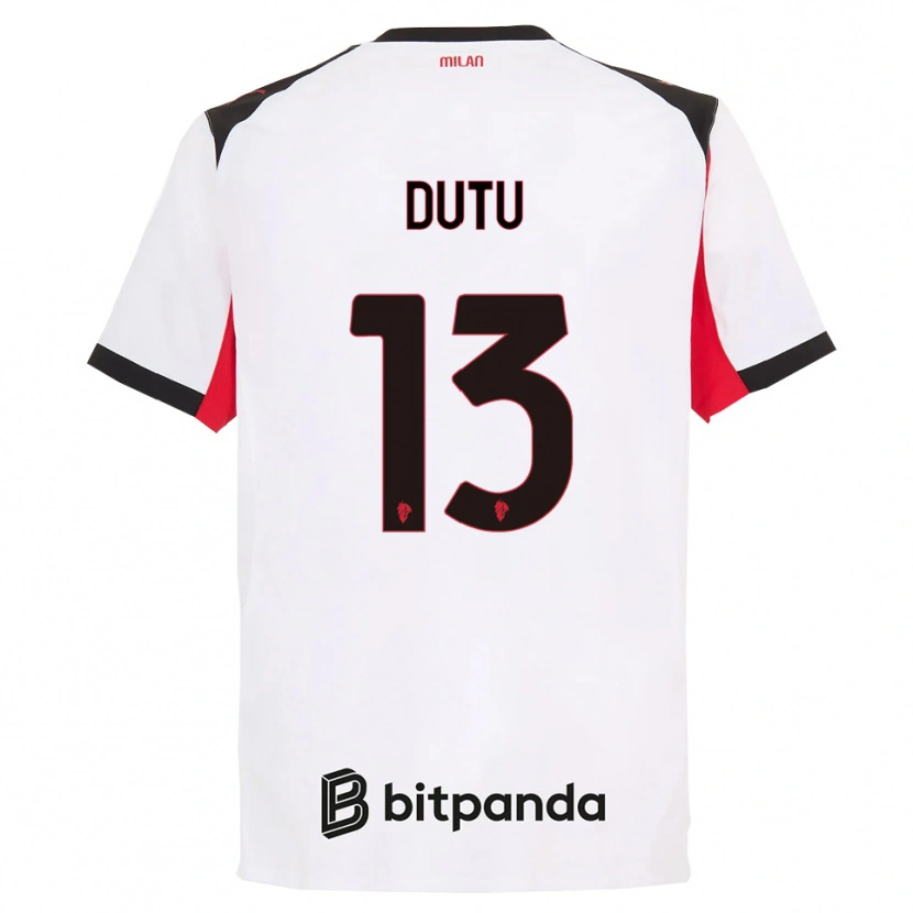 Danxen Barn Matteo Duțu #13 Vit Svart Bortatröja Matchtröjor 2025/26 Tröjor T-Tröja