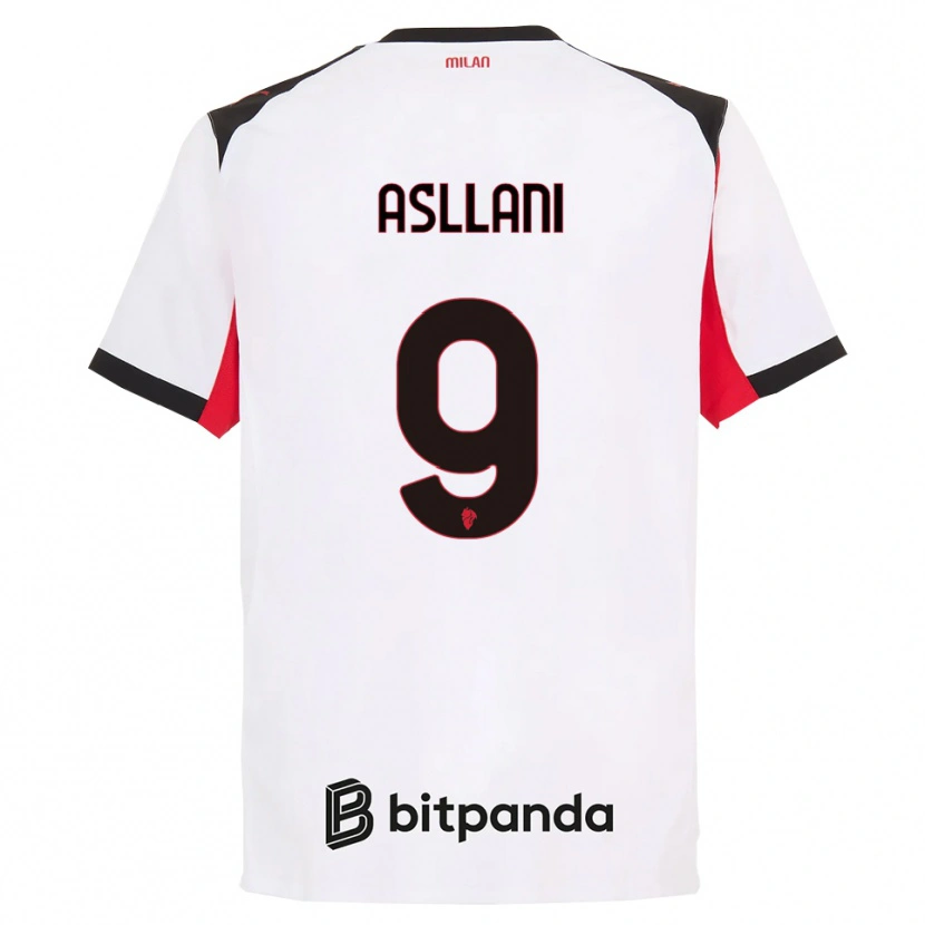Danxen Barn Kosovare Asllani #9 Vit Svart Bortatröja Matchtröjor 2025/26 Tröjor T-Tröja
