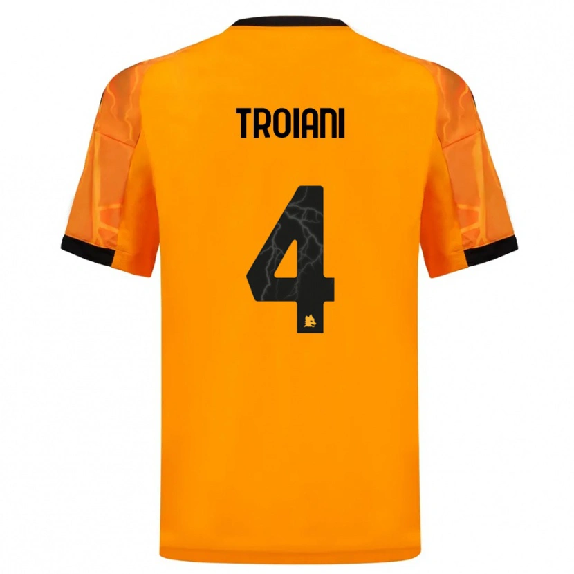 Danxen Barn Nicolò Troiani #4 Orange Svart Bortatröja Matchtröjor 2025/26 Tröjor T-Tröja