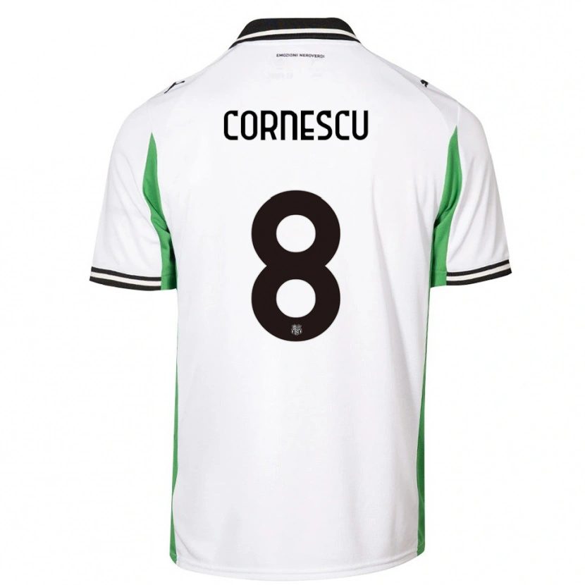 Danxen Barn Iustin Cornescu #8 Vit Grön Svart Bortatröja Matchtröjor 2025/26 Tröjor T-Tröja