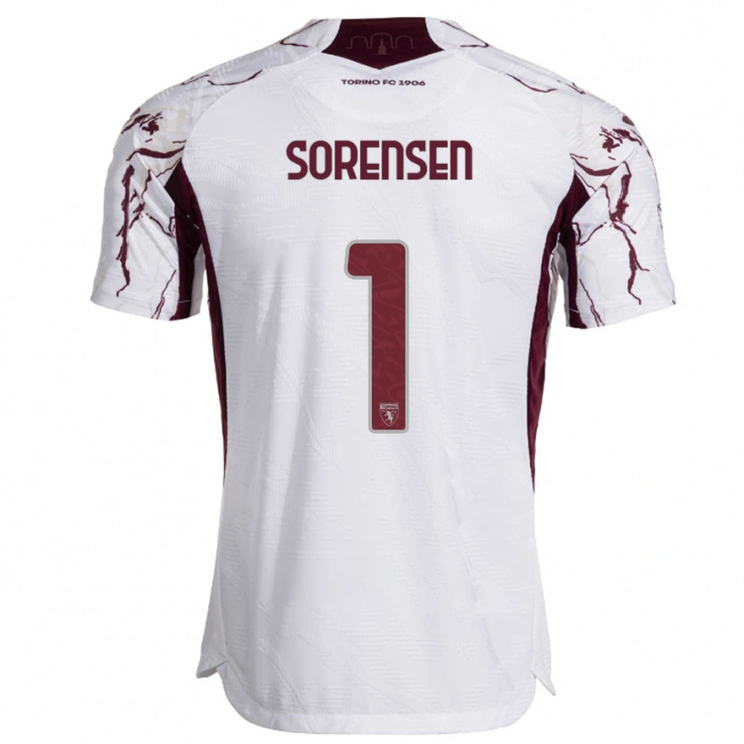 Danxen Barn Ben Sørensen #1 Vit Vinröd Bortatröja Matchtröjor 2025/26 Tröjor T-Tröja