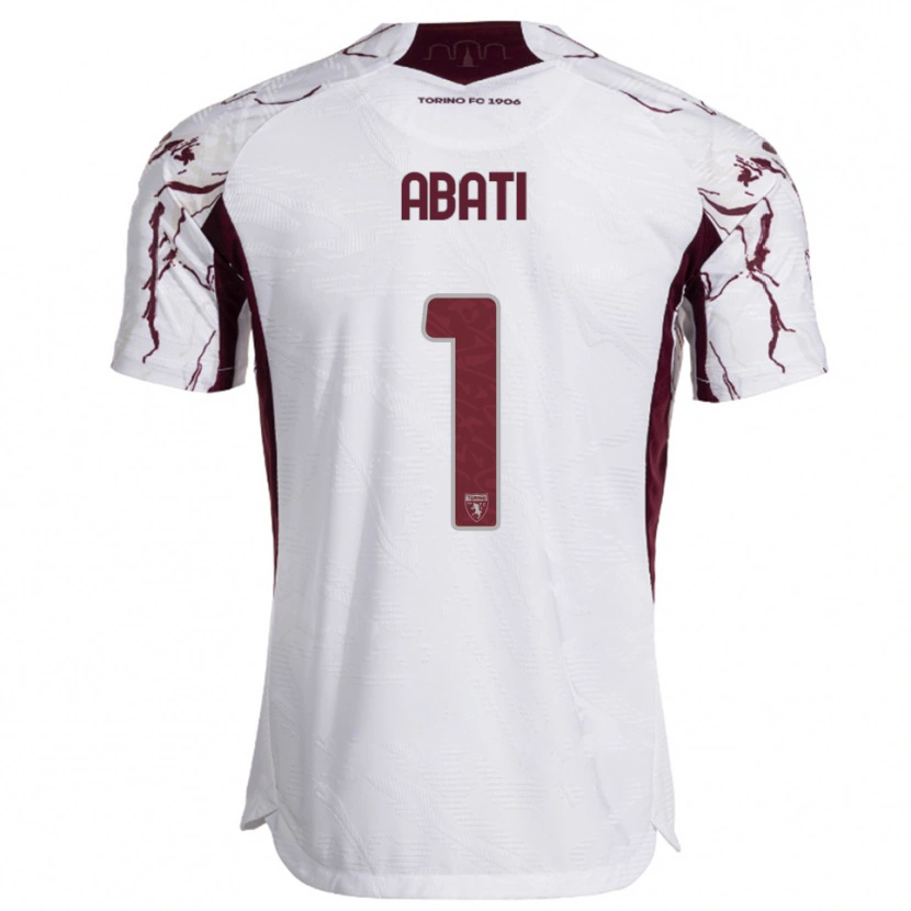 Danxen Barn Lorenzo Abati #1 Vit Vinröd Bortatröja Matchtröjor 2025/26 Tröjor T-Tröja