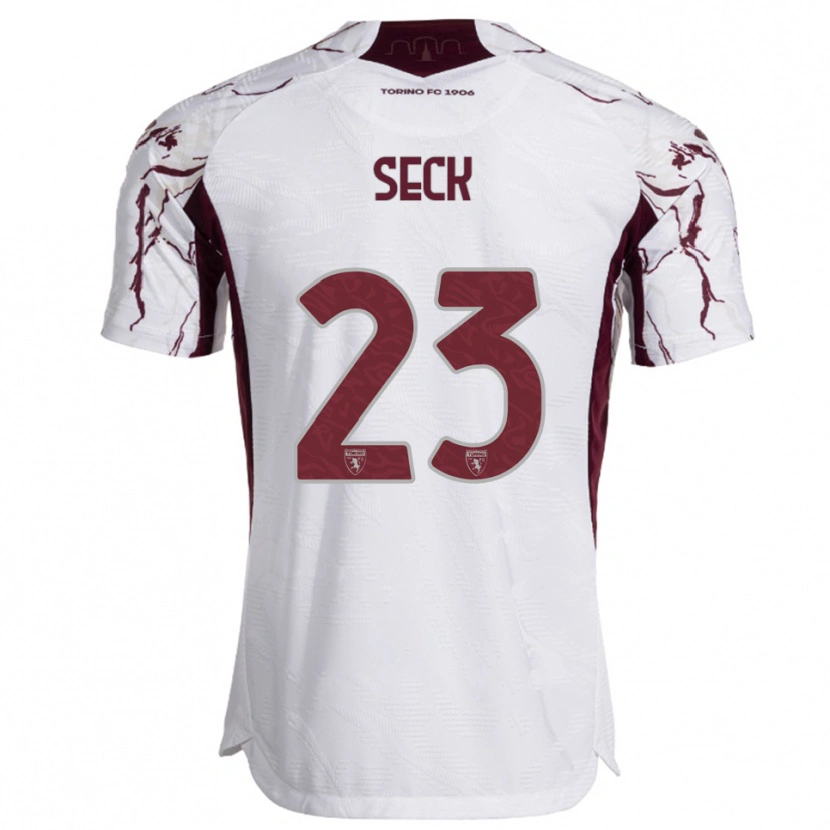 Danxen Barn Demba Seck #23 Vit Vinröd Bortatröja Matchtröjor 2025/26 Tröjor T-Tröja