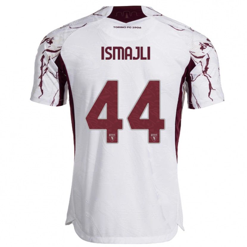 Danxen Barn Ardian Ismajli #44 Vit Vinröd Bortatröja Matchtröjor 2025/26 Tröjor T-Tröja