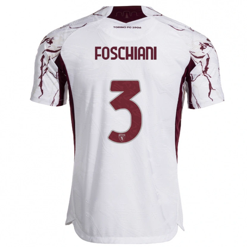 Danxen Barn Francesco Foschiani #3 Vit Vinröd Bortatröja Matchtröjor 2025/26 Tröjor T-Tröja
