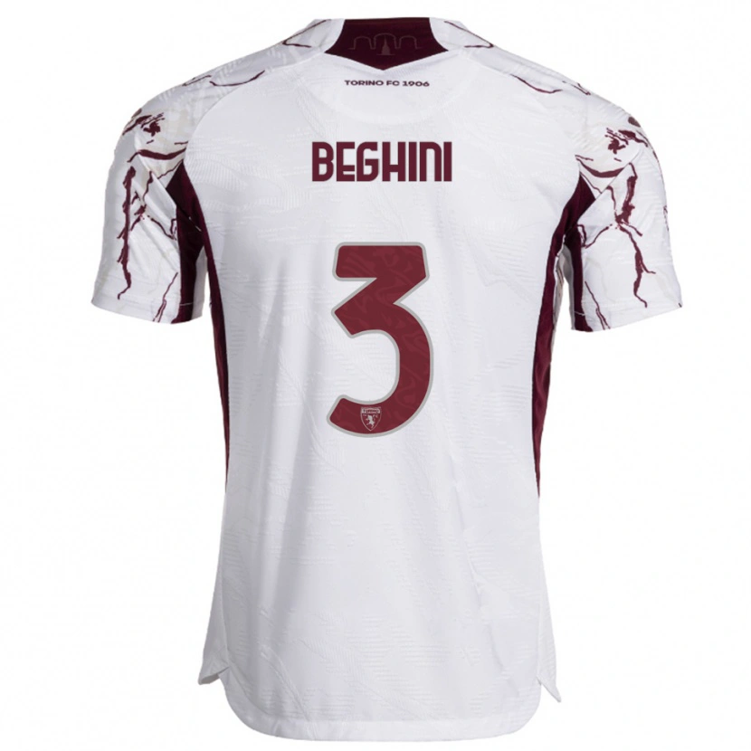 Danxen Barn Giulia Beghini #3 Vit Vinröd Bortatröja Matchtröjor 2025/26 Tröjor T-Tröja