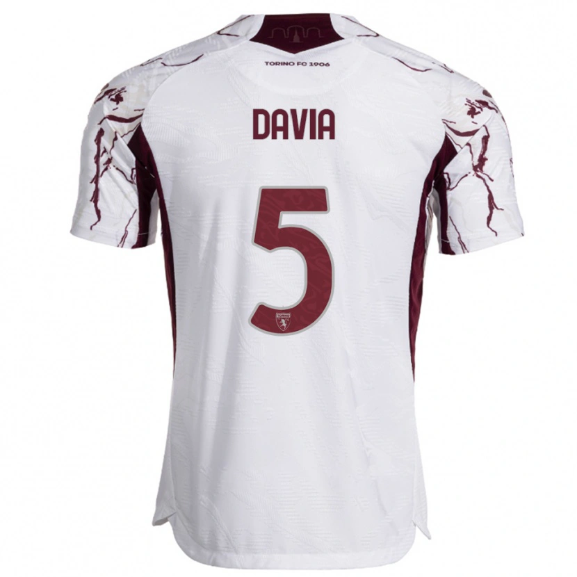 Danxen Barn Emiliano Davia #5 Vit Vinröd Bortatröja Matchtröjor 2025/26 Tröjor T-Tröja