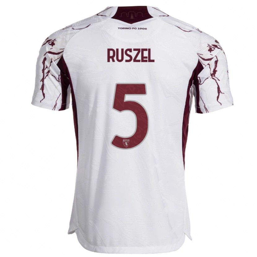 Danxen Barn Marcel Ruszel #5 Vit Vinröd Bortatröja Matchtröjor 2025/26 Tröjor T-Tröja