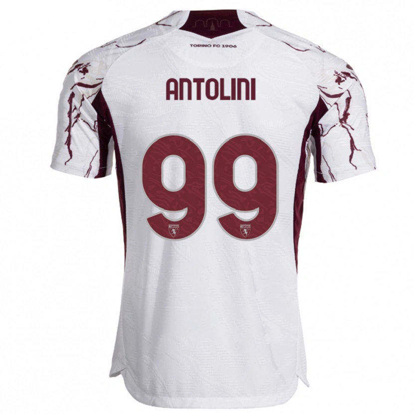 Danxen Barn Jacopo Antolini #99 Vit Vinröd Bortatröja Matchtröjor 2025/26 Tröjor T-Tröja