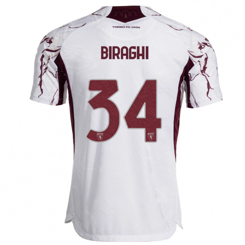 Danxen Barn Cristiano Biraghi #34 Vit Vinröd Bortatröja Matchtröjor 2025/26 Tröjor T-Tröja