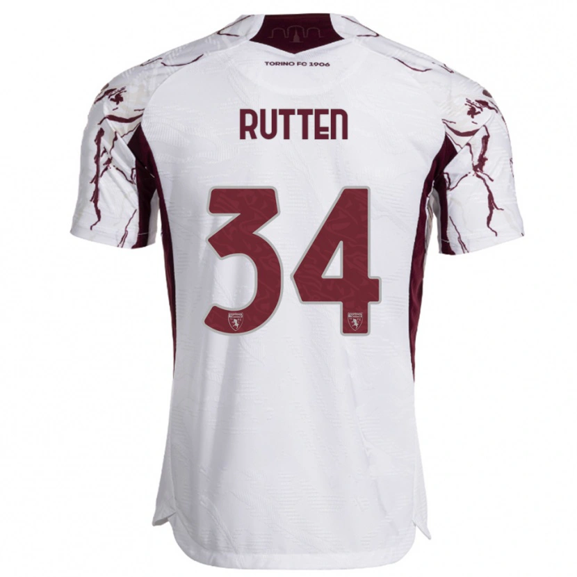 Danxen Barn Jill Rutten #34 Vit Vinröd Bortatröja Matchtröjor 2025/26 Tröjor T-Tröja