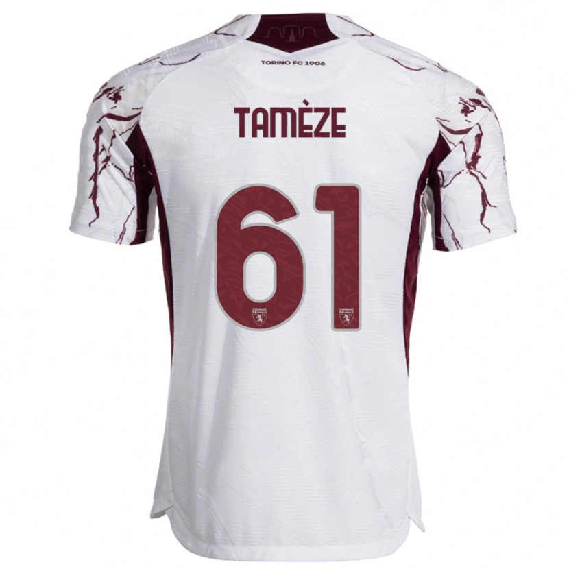 Danxen Barn Adrien Tamèze #61 Vit Vinröd Bortatröja Matchtröjor 2025/26 Tröjor T-Tröja