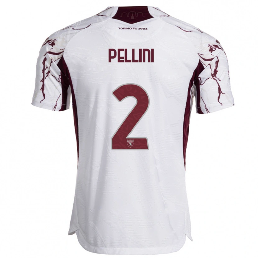 Danxen Barn Mattia Pellini #2 Vit Vinröd Bortatröja Matchtröjor 2025/26 Tröjor T-Tröja