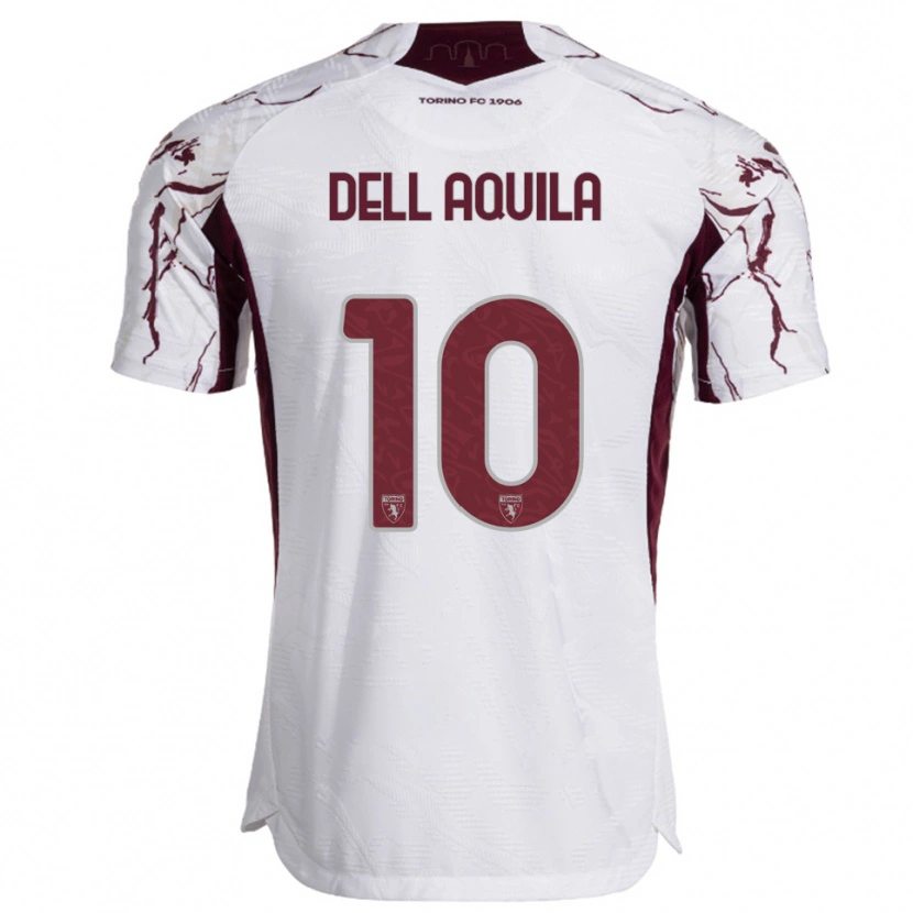 Danxen Barn Francesco Dell'aquila #10 Vit Vinröd Bortatröja Matchtröjor 2025/26 Tröjor T-Tröja