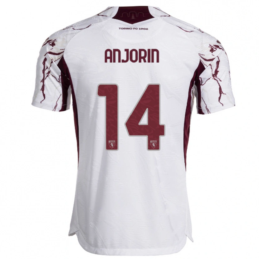 Danxen Barn Tino Anjorin #14 Vit Vinröd Bortatröja Matchtröjor 2025/26 Tröjor T-Tröja