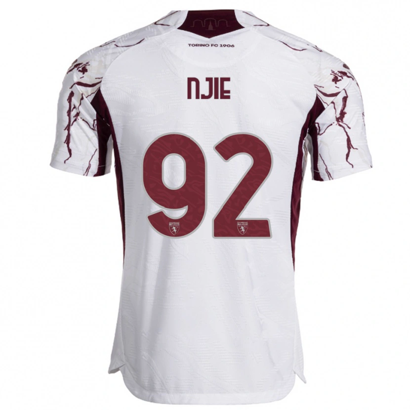 Danxen Barn Alieu Njie #92 Vit Vinröd Bortatröja Matchtröjor 2025/26 Tröjor T-Tröja
