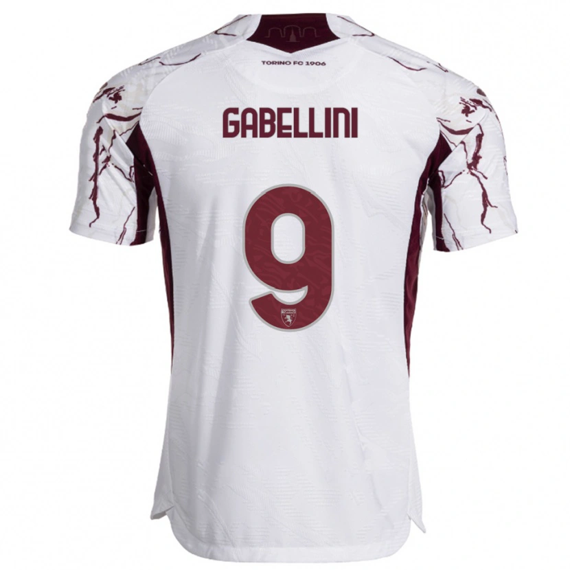 Danxen Barn Tommaso Gabellini #9 Vit Vinröd Bortatröja Matchtröjor 2025/26 Tröjor T-Tröja