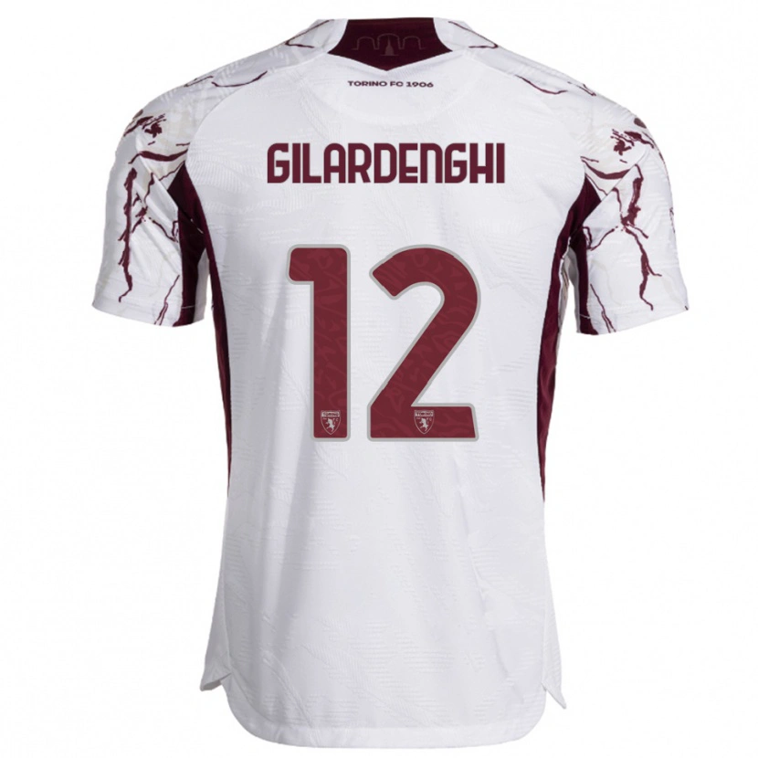 Danxen Barn Riccardo Gilardenghi #12 Vit Vinröd Bortatröja Matchtröjor 2025/26 Tröjor T-Tröja