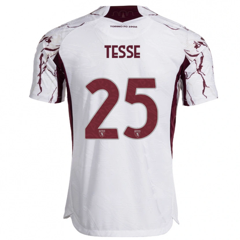 Danxen Barn Manuela Tesse #25 Vit Vinröd Bortatröja Matchtröjor 2025/26 Tröjor T-Tröja