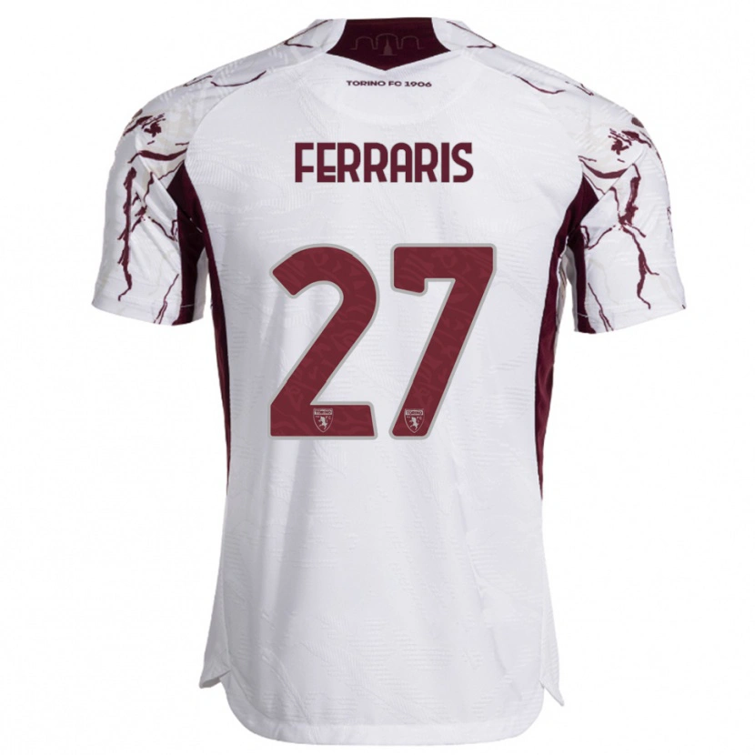 Danxen Barn Lorenzo Ferraris #27 Vit Vinröd Bortatröja Matchtröjor 2025/26 Tröjor T-Tröja