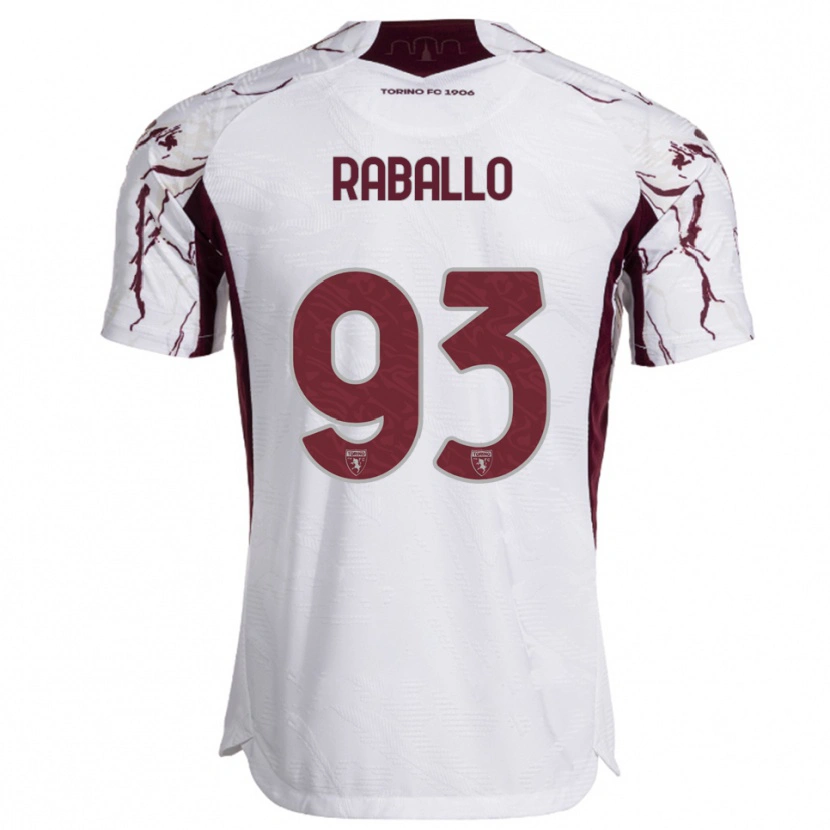Danxen Barn Alessio Raballo #93 Vit Vinröd Bortatröja Matchtröjor 2025/26 Tröjor T-Tröja