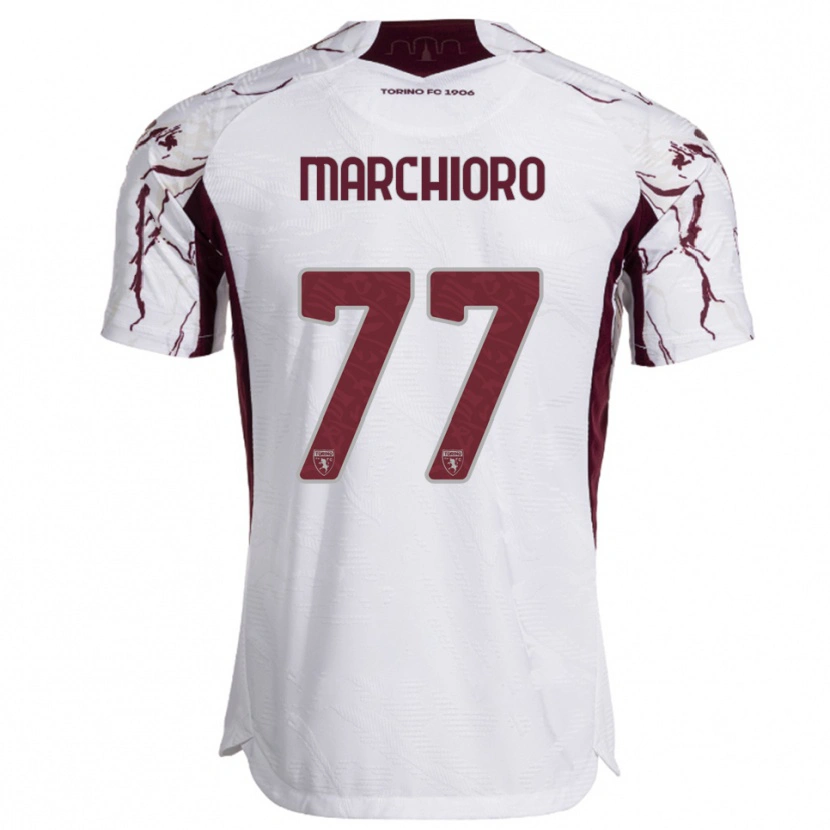 Danxen Barn Raffaele Marchioro #77 Vit Vinröd Bortatröja Matchtröjor 2025/26 Tröjor T-Tröja